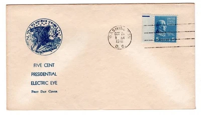 #808 EE Presidential Series 1941 James Monroe 5c FDC - #55 Mayne - Image 1 of 2