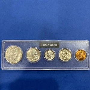 1945-P AU-BU US Mint Set Great Gift - Buy Better Quality Coins! 90% Silver A++ - Picture 1 of 12
