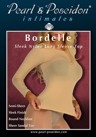 Bordelle - Semi-Sheer Long Sleeve Top in Slinky Sleek Nylon Fabric