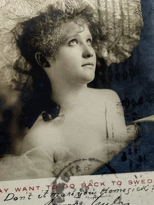 RPPC Swedish Victorian Girl With Hat Circa 1906 Ay Want To Go Back To Sweden - Picture 1 of 3