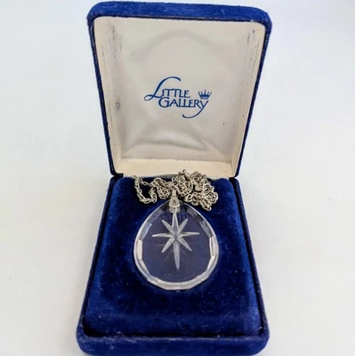 Hallmark Little Gallery Crystal Star Pendant & Chain Silver tone Necklace 21" - Image 1 of 4