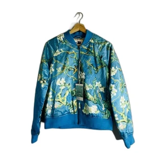 Vans Van Gogh Museum Jacket Medium Blue Almond Blossom Bomber Art Print retro - Picture 1 of 12
