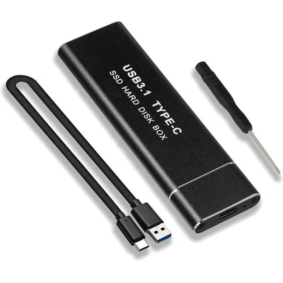 M.2 NVMe SSD Gehäuse USB 3.1 Gen 2 10 Gbps Aluminium schwarz, PCIe, SATA - Bild 1 von 2