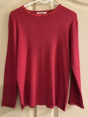 Suéter acanalado metálico rojo con lentejuelas KIKIT para mujer pequeño mediano Foto 1 de 4