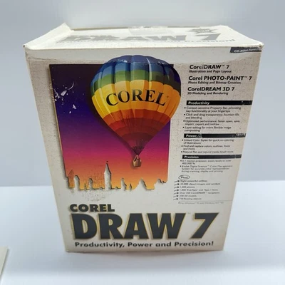 Corel DRAW 7 + PHOTO PAINT 7 + DREAM 3D 7  Upgrade – Big Box Used - Image 1 of 4