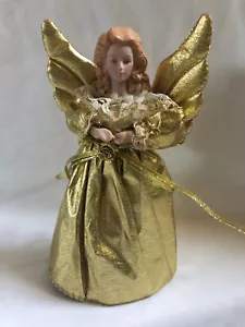 VINTAGE Gold Tone Tree Topper Tree Angel Height 21cm - Picture 1 of 5
