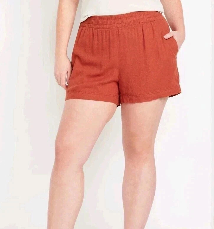 Briggs Linen Blend Shorts Adult Womens Small Orange Beach Summer