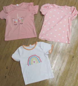 3 Girl's Shein Summer Shirts Tops Peach & White Hearts ~ Rainbow Size 6Y - Picture 1 of 7