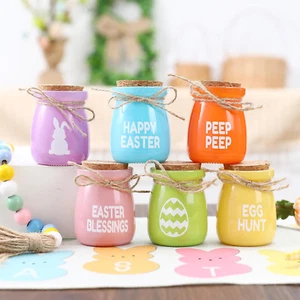 Easter Decorations-6Pcs Easter Mini Jars-Farmhouse Spring Colorful Easter Decor - Picture 1 of 12