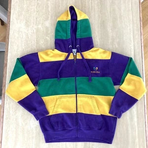 Felpa con cappuccio zip Martedì Grasso Colorblock adulto M viola giallo verde logo - Foto 1 di 8