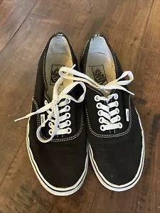 Vans Shoes Mens 8.5 Black Canvas Lace Up White Brown Rubber Sole Sneakers - Picture 1 of 8