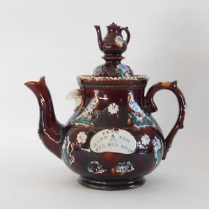 LARGE VICTORIAN MEASHAM BARGEWARE TEAPOT 30 CM TALL - Picture 1 of 9