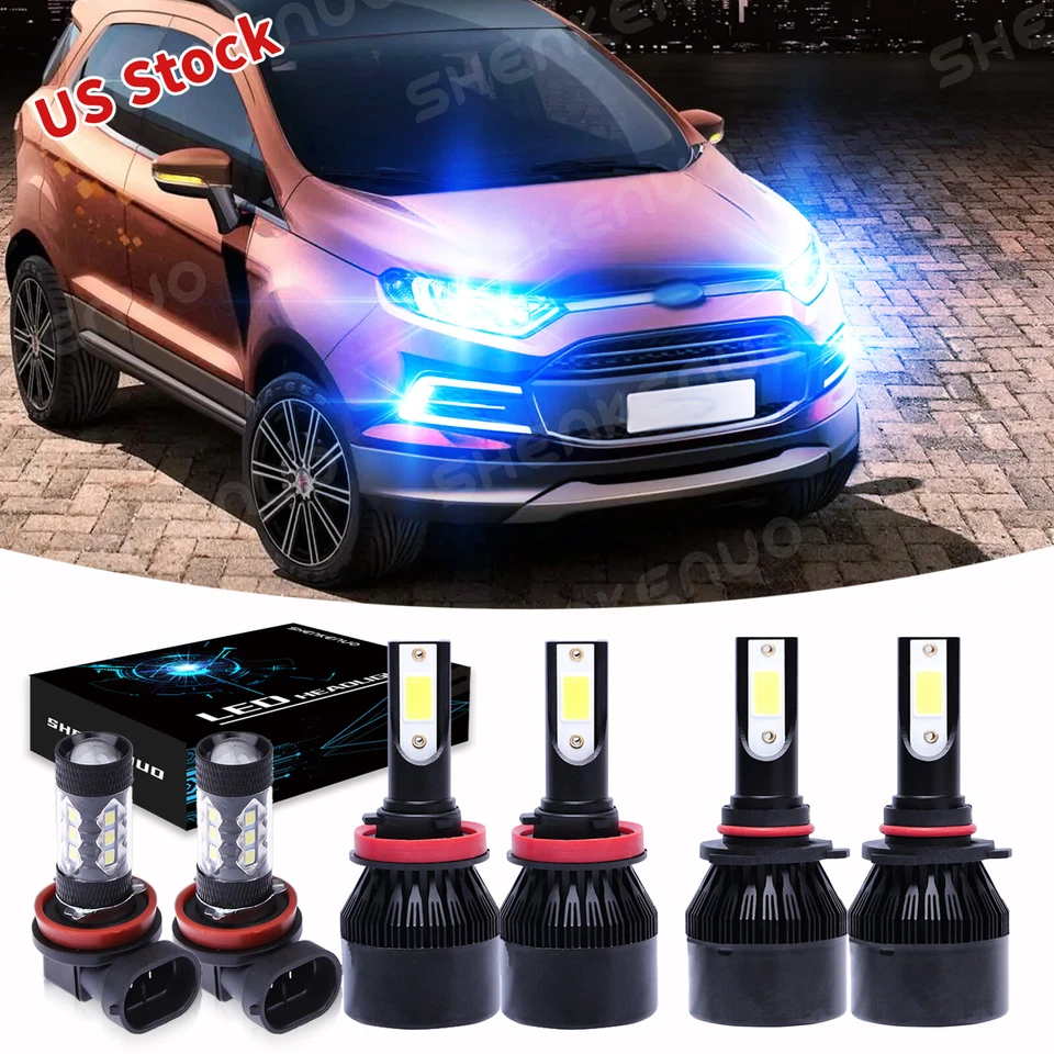 LED Headlight Hi/Low Kit Fog Light 6x For Ford EcoSport 2018-2020 Edge 2007-2010 - Image 1 of 4