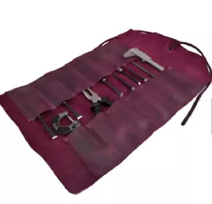 Werkzeugaufbewahrungstasche Taschenrolle Outdoor Beutelhalter Etui Rindsleder lila H30 - Bild 1 von 5