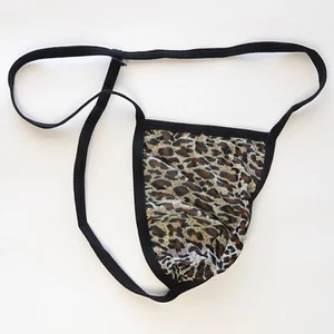 M713 HOT MEN STRING Bolsa TANGA MALLA IMPRESA Leopardo Marrón - Imagen 1 de 5