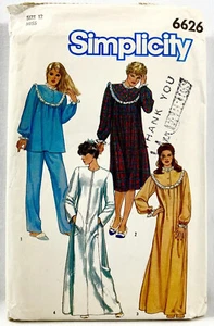 1984 Simplicity Sewing Pattern 6626 Womens Nightgown Pajamas Robe Size 12 12402 - Bild 1 von 2