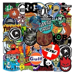 Skate Logo Brand Stickers 50pk Mix Santa Cruz Thrasher Baker Alien FREE SHIPPING - Picture 1 of 9