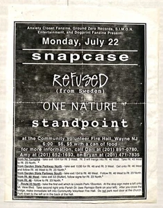 SNAPCASE ABGELEHNT + SELTEN VINT 96 FLYER 22.07.1996 GEMEINDE FREIWILLIGE FEUERWEHRHALLE NJ - Bild 1 von 2