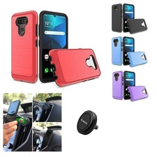 For LG Harmony 4 / Tracfone Premier-Plus, Dual Layer Cover Case + Car Vent Mount