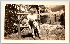 1930s Boy And His Dog Laddie Adirondack Chair Original Photograph - Picture 1 of 2