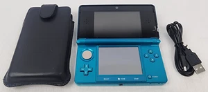 Nintendo 3DS Aqua Blue Handheld Console System + USB Charger + Case - Picture 1 of 7