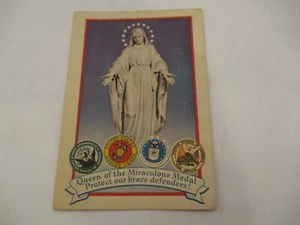 Vintage c1950s US Military Armed Forces Holy Prayer Card Mother Mary Miraculous  - Picture 1 of 3