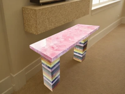 Rose Quartz Console Table | Kitchen Countertops Island Slab | Elegant Home Decor - Image 1 of 4