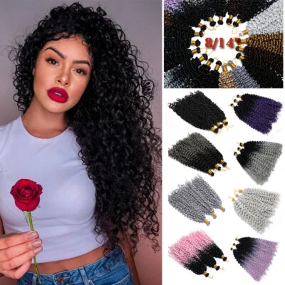 5*Packs Ombre Wavy Water Wave Braids CrocheExtensions as Humant Hair Afro Curly - Image 1 of 4