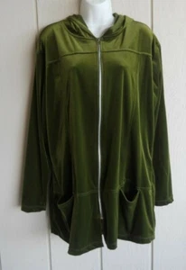 "Chaqueta con capucha con capucha para mujer Plus 1 (14-16) Kiyonna verde oliva con cremallera frontal bust48" - Imagen 1 de 10