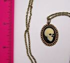 Small Skull Cameo Pendant Necklace Halloween Gothic Steampunk Macabre Pirate G4