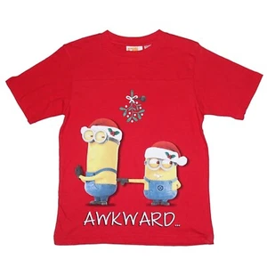 Despicable Me Minions Boys Red Awkward Minion Scene Christmas T-Shirt Large - Picture 1 of 1
