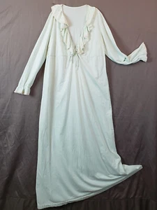 Vintage Nightgown Long Pale Blue Nylon Ruffels and Lace Size Medium 1960's - Picture 1 of 24