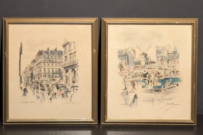John Haymson Lote de 2 - Impresión en acuarela Moulin Rouge Rue de Rivoli Foto 1 de 4