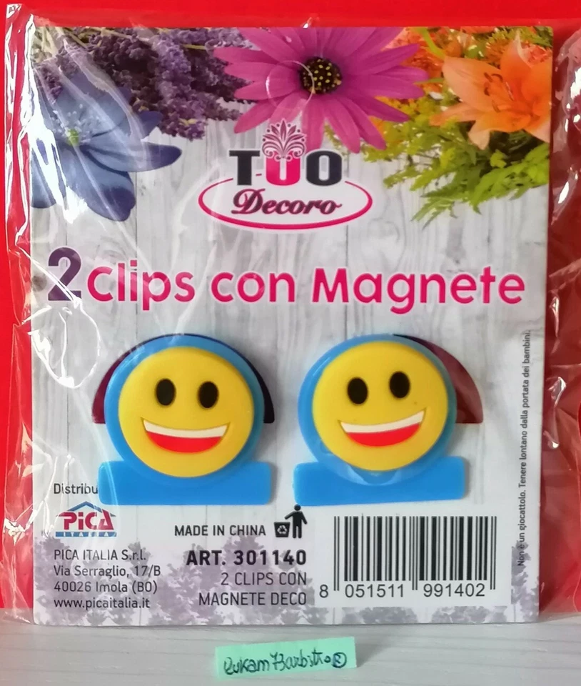 2 CLIPS con MAGNETE FACCINE FRIDGE metal magnet EMOTICONS EMOJI - Immagine 1 di 1