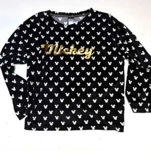 Disney Mickey Mouse Sleepwear. Top only. sz Girl 8-10. black white w/ Gold - Picture 1 of 3