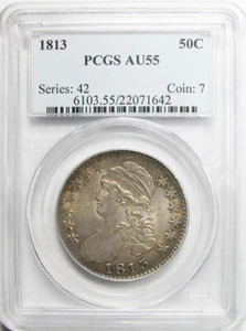 1813 Capped Bust Half Dollar PCGS AU-55 - Bild 1 von 2