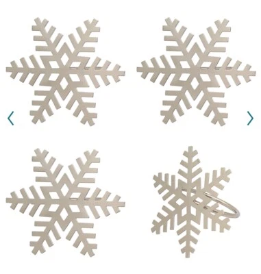ST NICHOLAS SQUARE Holiday Set of 4 Silver Metal 1.5" SNOWFLAKE Napkin Rings NEW - Image 1 of 4