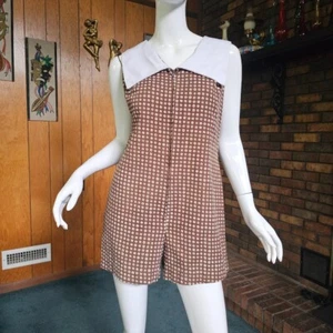 Vtg 60s Bullseye Hot Pants Mini Shorts Playsuit Go Go Novelty Scooter Romper S/M - Picture 1 of 11