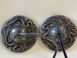 VINTAGE BRONZE DRAGON CYMBALS NEPAL TIBETAN BUDDHIST TINGSHA MEDITATION BELLS - Picture 1 of 3