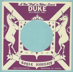DUKE RECORDS (purple & white) REPRODUCTION RECORD COMPANY SLEEVES - (pack of 10) - Imagen 1 de 2