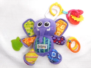 2007 Lamaze Purple Eddie Elephant Pram Soft Sensory Activity Toy Teether Crinkle - Picture 1 of 17