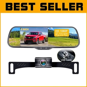 IP69 Waterproof 5-Inch Mirror Backup Camera with Night Vision for All Vehicles - Picture 1 of 11