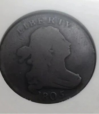 1805  Draped Bust Half Cent Old Holder, ANACS KEY Date, VG 8🔥  C-3 Small 5 - Image 1 of 4