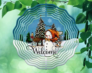 10" Welcome Winter Snowman Christmas Wind Spinner Yard Decor 3D Kinetic rws103 - Picture 1 of 2