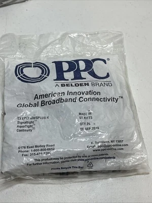 25 PPC Belden RG11 Coaxial Cable Connectors Comcast Xfinity EX11N716WSPLUS-X - Image 1 of 2