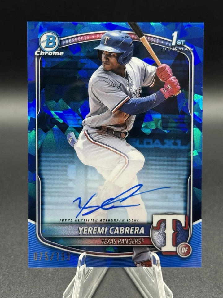 Bowman 2025 cromo zafiro Yeremi Cabrera 1st Bowman automático/199 Rangers #CPS-YC Foto 1 de 2