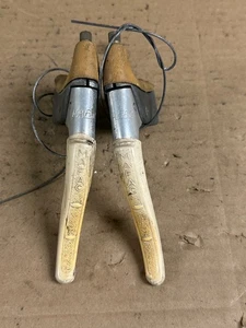 Vintage Mafac Brake Lever Set, White Covers, Half Hoods, Barrel Adjusters - Picture 1 of 6