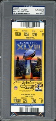 Russell Wilson Auto Super Bowl 48 Ticket Seahawks "SB XLVIII Champs" PSA/DNA - Image 1 of 2