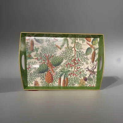 "Bandeja grande para servir floral de abeto Michel Design Works con asas 19,7""" Foto 1 de 4