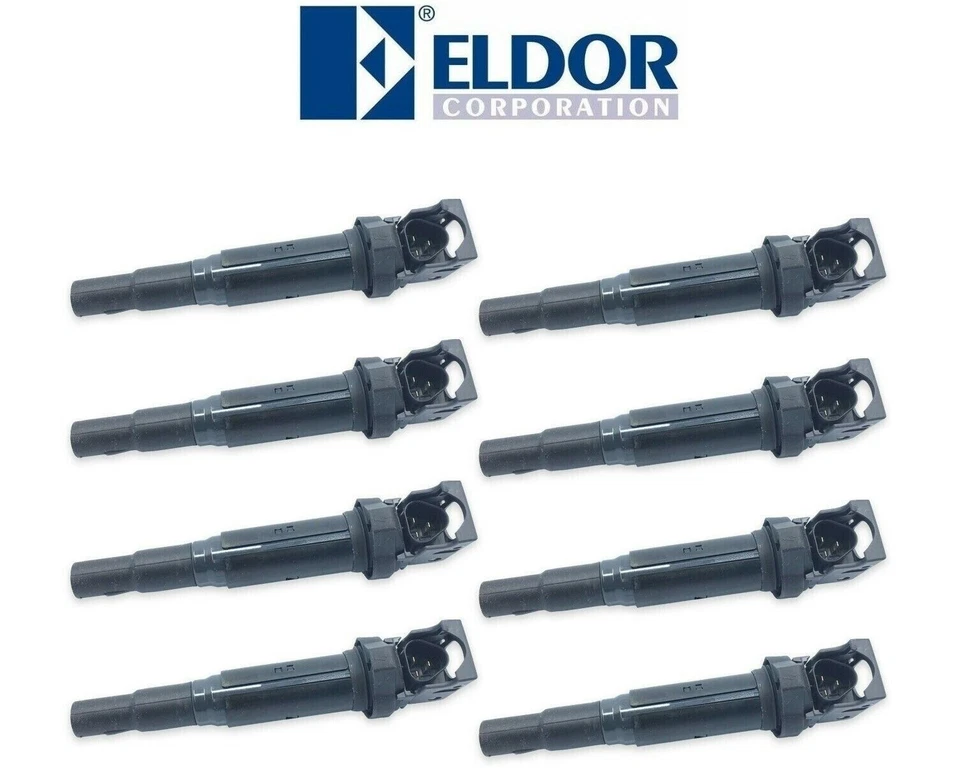 Eldor Set of 8 Ignition Coils For BMW E53 E60 E63 E70 F01 F02 F04 F07 F10 F13 V8 - Image 1 of 1